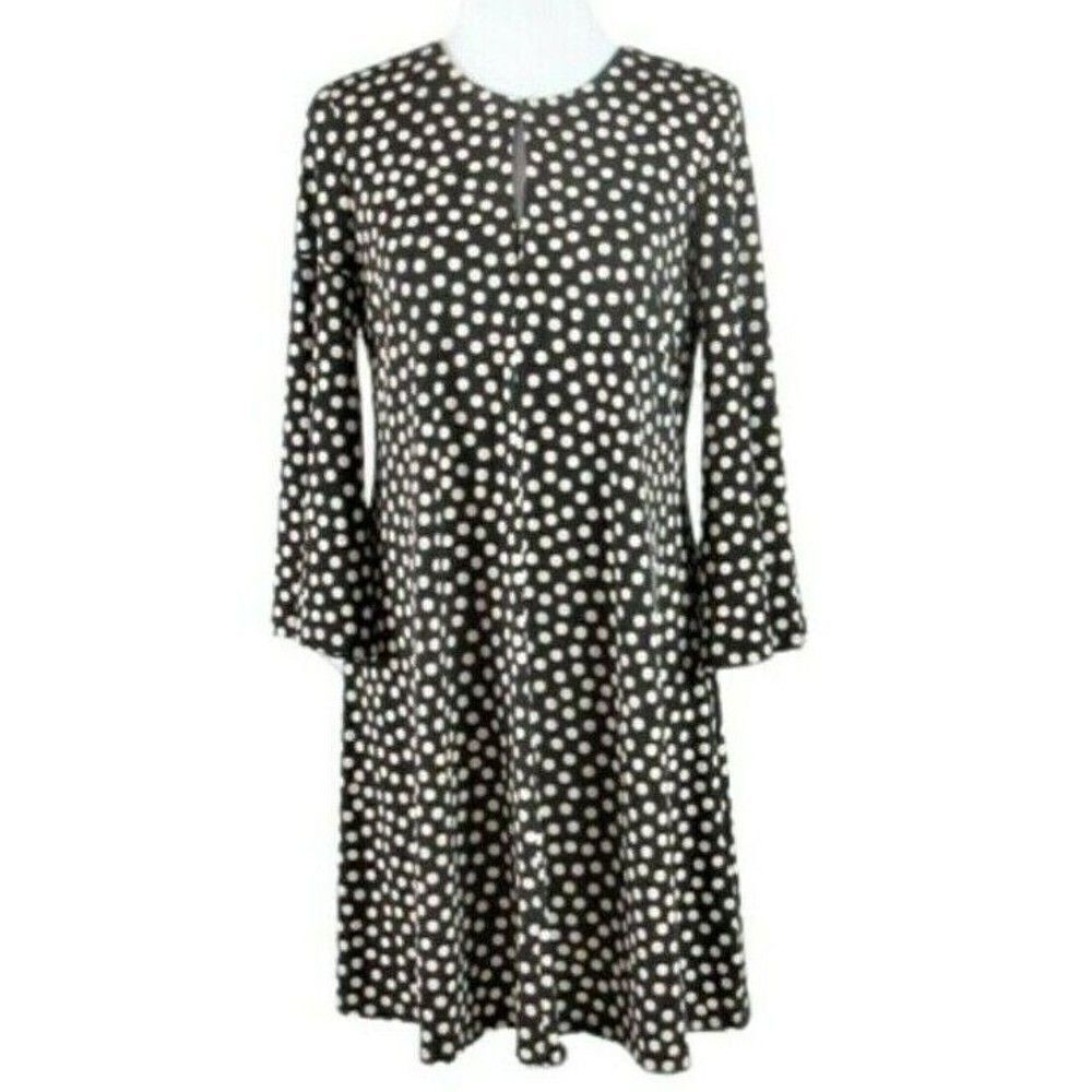 Hippie-Chic Polka-Dot Black & Cream Festival Dress Fit & Flare Bell Sleeves
